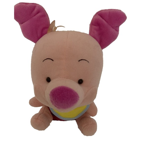Disney Pink Plush Baby Piglet Large Head Bib 7" Hanging Suction Cup Stuffed Toy - Picture 2 of 12
